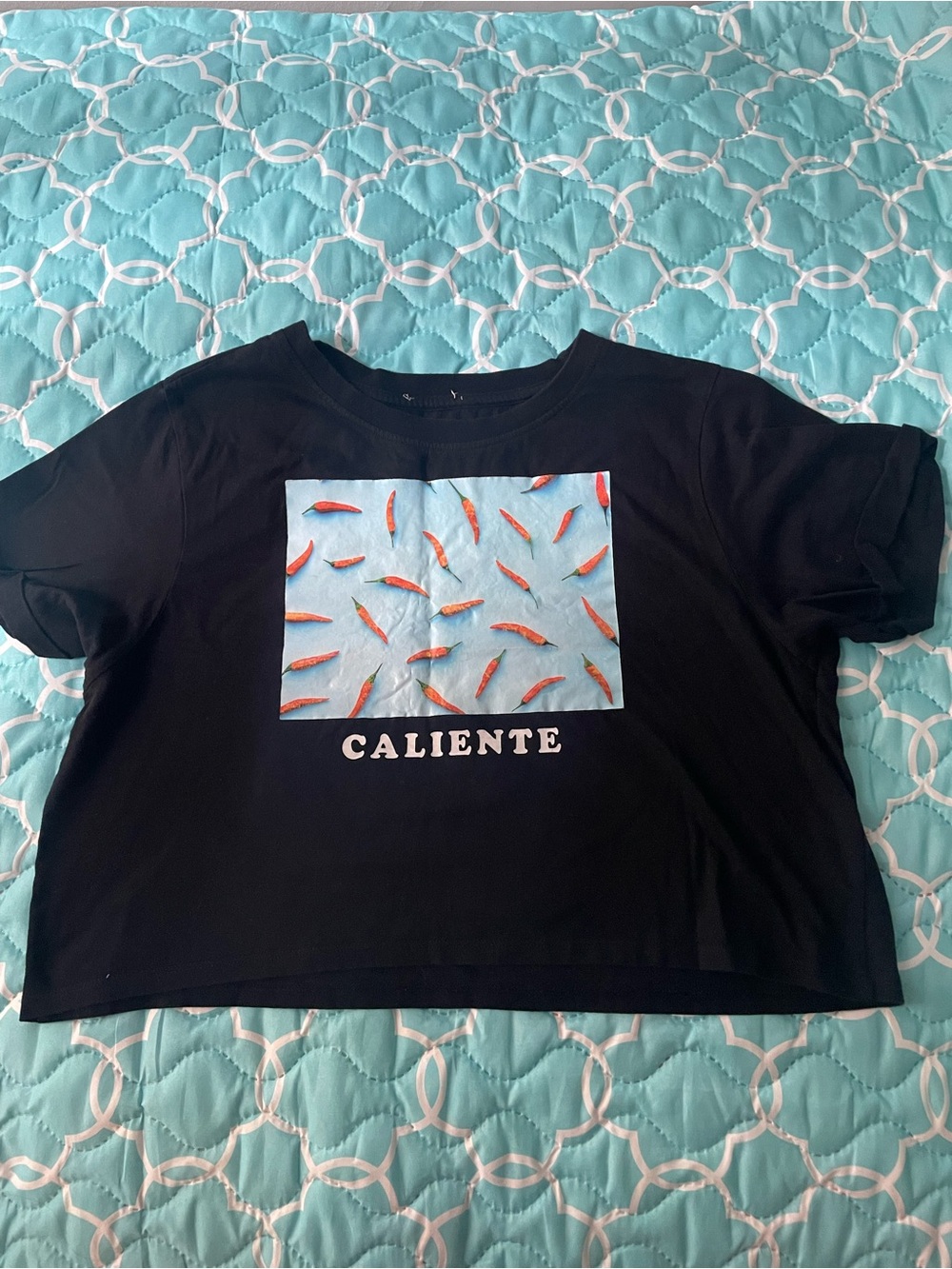 Caliente Graphic Crop Tee - Black